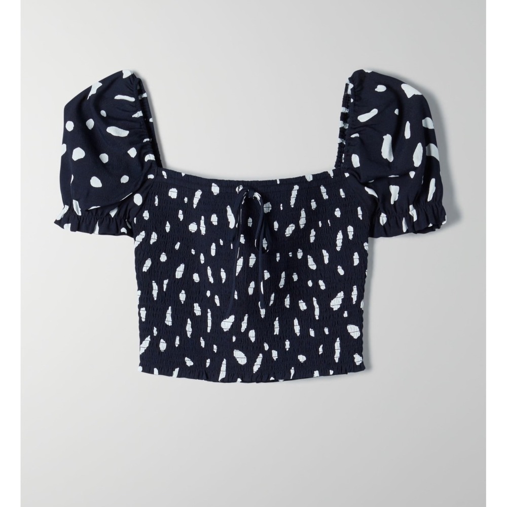 Wilfred Navy and‎ White Smocked Top Size Medium